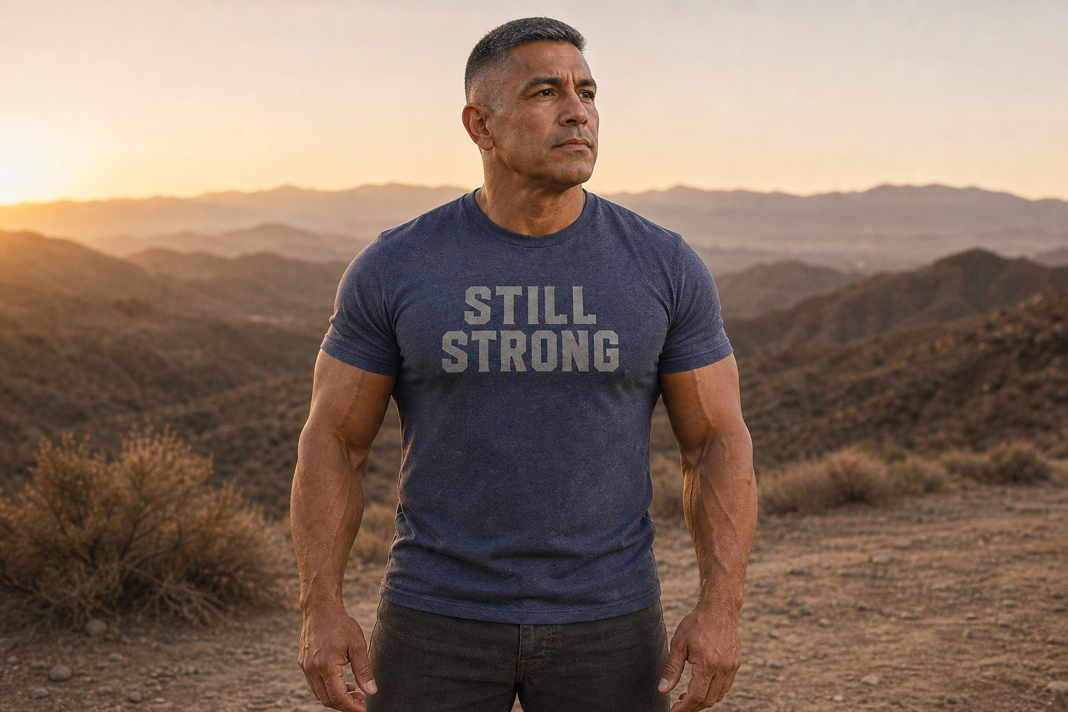 Stacked Logo Tee — Heather Blue